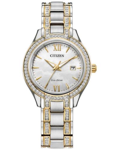 Citizen E-drive Crystal Case Stainless Steel Classic Watch - Fe1234-50d - Metallic