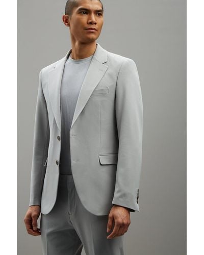 Burton Slim Fit Stone Stretch Suit Jacket - Grey