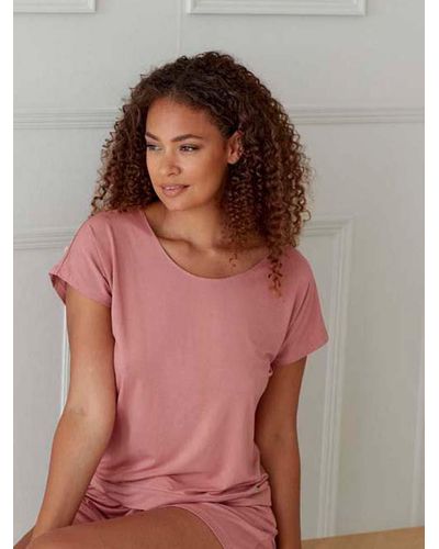 Pretty Polly Botanical Lace Short Sleeved Top - Brown