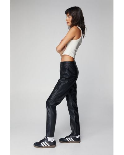 Nasty Gal Essentials Skinny Leg Real Leather Trousers - Black