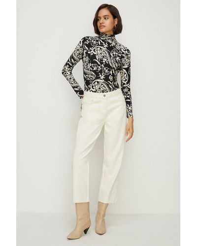 Oasis Paisley Funnel Neck Top - Natural