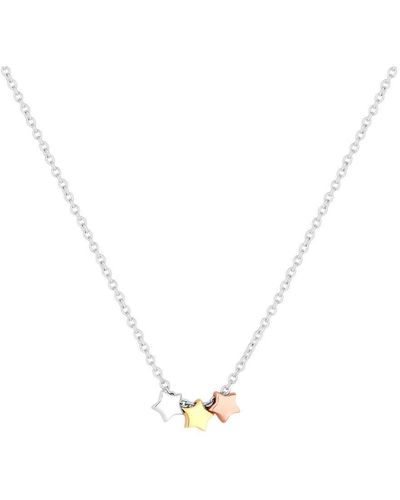 Simply Silver Gift Packaged Sterling Silver 925 Tri- Tone Star Necklace Jewellery Set - Multicolour
