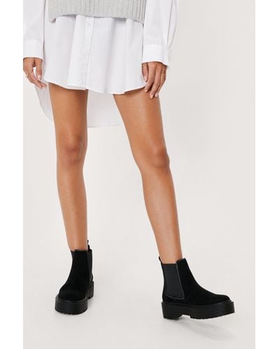 Nasty Gal Immi Suede Contrast Stitch Chelsea Boots - White