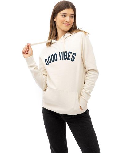 Sub_Urban Riot Good Vibes Womens Pullover Slogan Hoodie - White