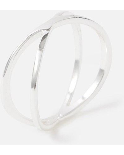 Accessorize Sterling Silver Crossover Ring - Blue
