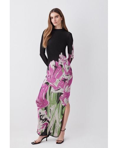 Karen Millen Optical Jacquard Knitted Maxi Column Dress - Multicolour