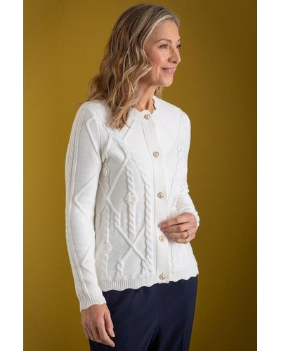 Anna Rose Patterned Knit Cardigan - White
