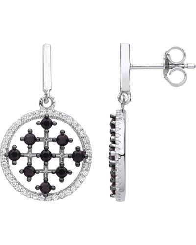 Jewelco London Silver Jerusalem Cross Halo Drop Earrings - Eag1133 - Metallic
