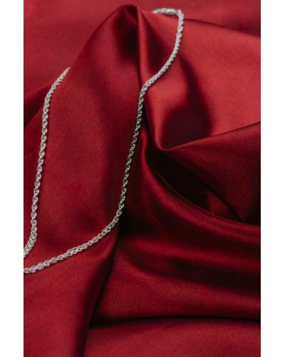 The Colourful Aura 925 Sterling Silver Plain Braided Thin Unisex Chain Choker Necklace - Red