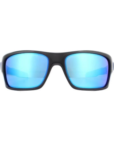 Oakley Wrap Black Ink Prizm Sapphire Turbine Sunglasses - Blue