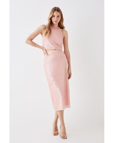 Coast The Collector Sequin Midi Skirt - Pink