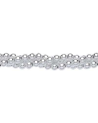 Jewelco London Silver Twisted Bead Ball Popcorn Chain Bracelet - White