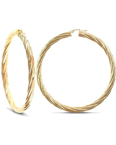 Jewelco London 9ct Yellow Gold Twisted 5mm Hoop Earrings 69mm - Metallic