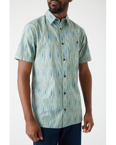 Mantaray Ocean Stripe Print Shirt - Green
