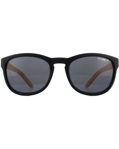 Arnette Round Fuzzy Black Grey Polarized Sunglasses