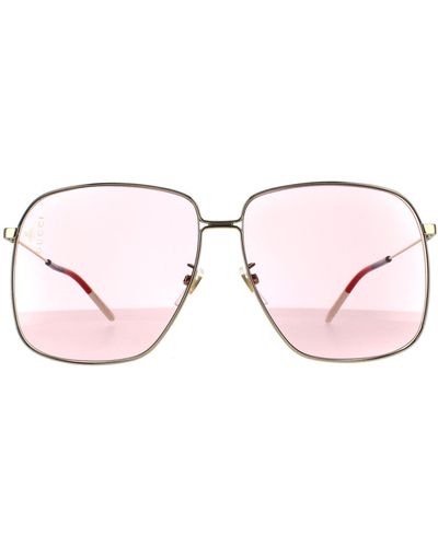 Gucci Square Gold Pink Sunglasses