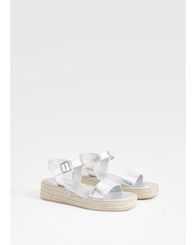 Boohoo Croc 2 Part Extended Rand Flatforms - White