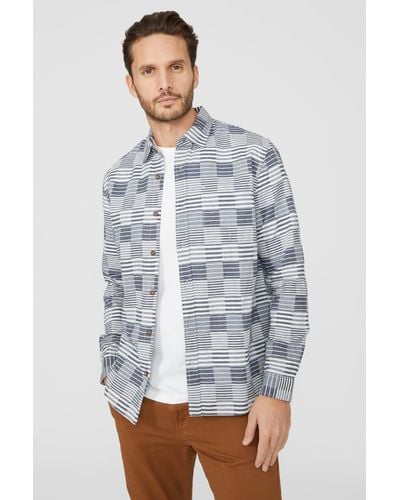 Mantaray Patchwork Stripe Shirt - Grey