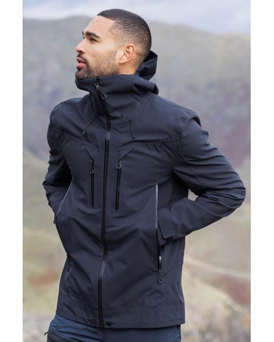 Mountain Warehouse Ultra Cyclone Waterproof Jacket 3 Layer Rainproof Coat - Blue