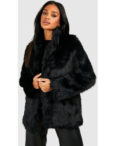 Boohoo Luxe Faux Fur Coat - Black