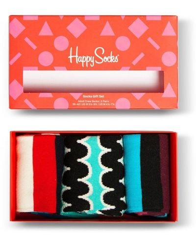 Happy Socks 3-pack Assorted Sock Gift Set - Red