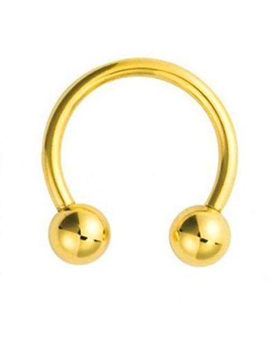 Jewelco London 9ct Gold Horseshoe 1.1mm Barbell Body Ring Piercing, 11mm - Jbj128 - Yellow