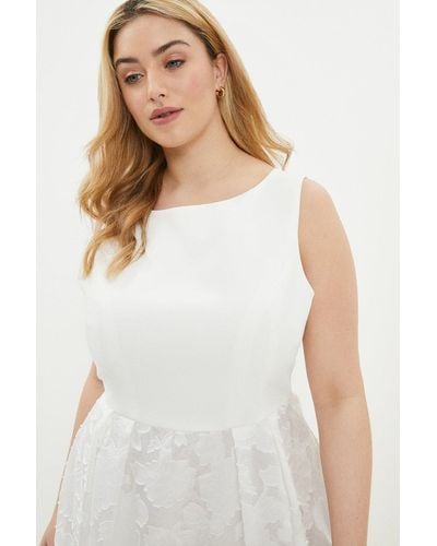 Coast Plus Size High Low Clipped Jacquard Dress - White