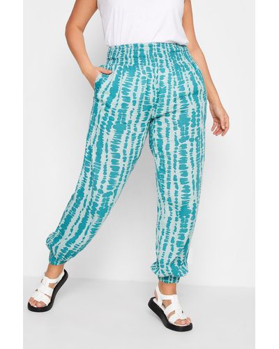Yours Printed Cuffed Joggers - Blue