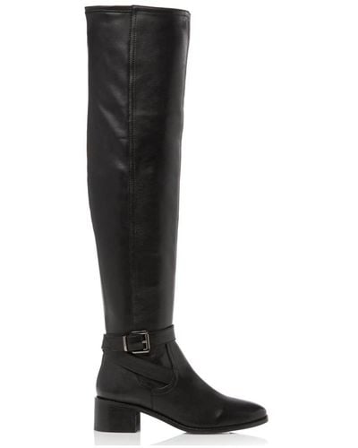Dune 'tesley' Leather Over The Knee Boots - Black