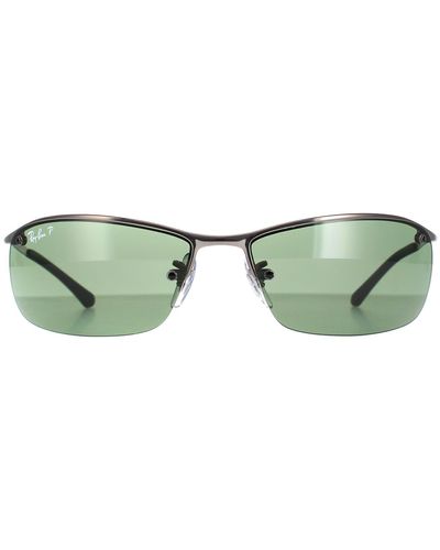 Ray-Ban Wrap Gunmetal Polarized Green Top Bar 3183 Sunglasses