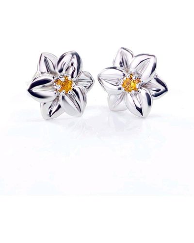 Ojewellery Citrine Daffodil Studs Earrings - Metallic