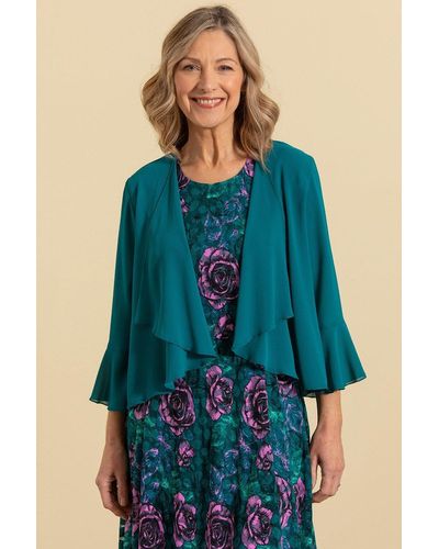 Anna Rose Bell Sleeve Chiffon Cover Up - Blue