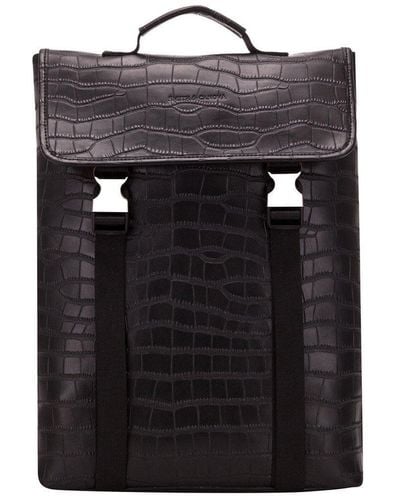 Smith & Canova Croc Effect Leather Backpack - Black