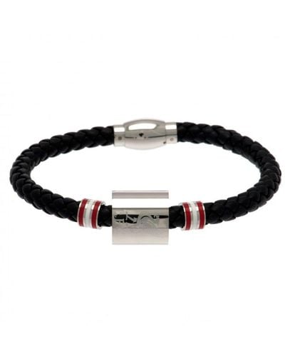 Liverpool Fc Colour Ring Leather Bracelet - Black