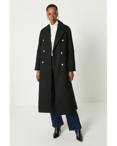 PRINCIPLES Longline Double Breasted Patch Pocket Coat - Blue