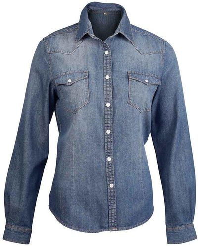 Kariban Long-sleeved Shirt - Blue