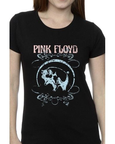Pink Floyd Pig Swirls Cotton T-shirt - Black