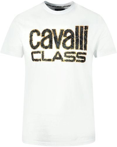 Class Roberto Cavalli Snake Skin Logo White T-shirt