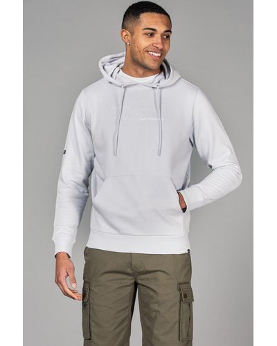 Tokyo Laundry Cotton Blend Hoody With Branding Print - Grey