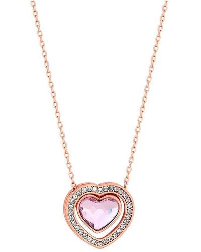 Jon Richard Radiance Collection Rose Gold Plated Dancing Pink Heart Pendant Necklace - White