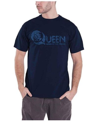 Queen News Of The World Back Print Logo T-shirt - Blue