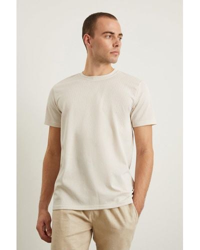 Burton Slim Fit Short Sleeve Tonal Stripe T-shirt - Natural