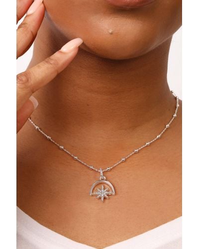 Caramel Jewellery London Silver 'spinning Star' Charm Necklace - Blue