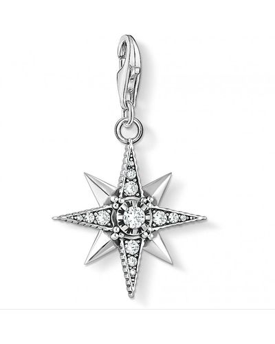 Thomas Sabo Royalty Zirconia Star Pendant Sterling Silver Charm - 1756-643-14 - Metallic