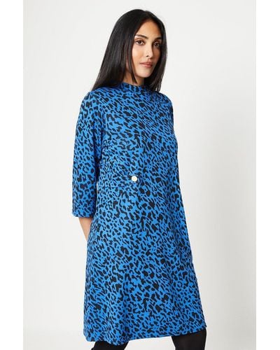 Wallis Petite Cobalt Animal Print Jacquard Shift Dress - Blue