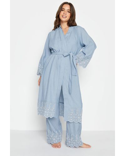 PixieGirl Petite Broderie Anglaise Dressing Gown - Blue