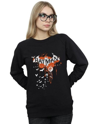 Dc Comics Batman Arkham Knight Halloween Logo Art Sweatshirt - Black