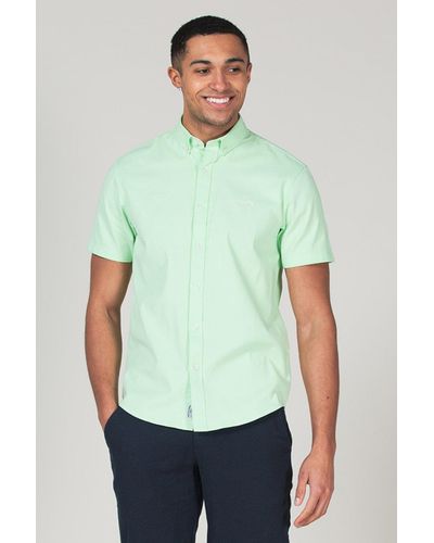 Tokyo Laundry Cotton Short Sleeved Button-up Oxford Shirt - Green