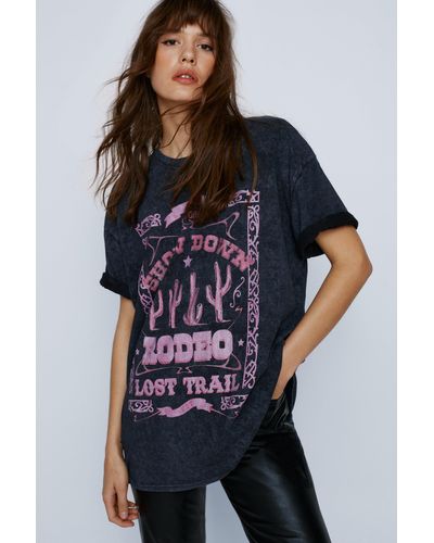 Nasty Gal Washed Rodeo Graphic Oversized T-shirt - Multicolour