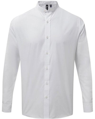 PREMIER Long Sleeve Grandad Shirt - White